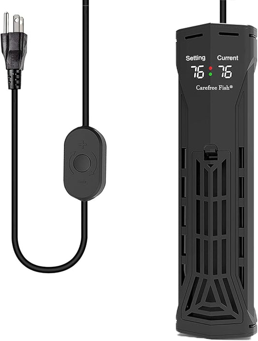 Carefree Fish 100/200/300/500/800W Paladin Aquarium Heater PTC Ceramics Heating Rod Digital LED Intelligent Leaving Water Automatically Stop Heating System for Freshwater and Saltwater No Cooking Fish