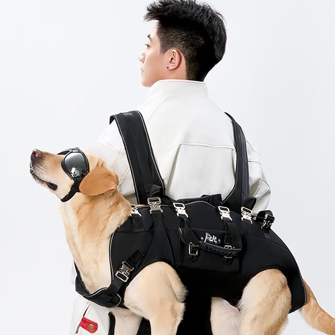 Dog Backpack Carrier - Spine-Friendly for Large Dogs(24-35lbs) Horizontal Design Dog Carrier with Adjustable Back Straps for Joint Injuries, Arthritis, Ideal for Stairs, Elderly Dogs(Size XL)