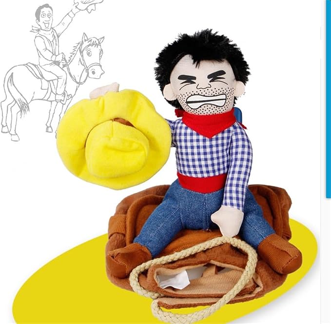 Deluxe Cowboy Rider Pet Costume - Funny Dog Halloween Outfit with Doll and Hat, Adjustable Knight Style Costume for Labs, German Shepherds, and Golden Retrievers, and More (M)