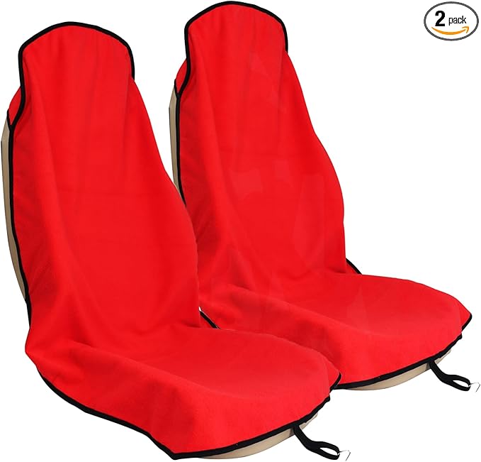 Car Seat Cover Protector Front Seats,for Gym Workout,Running,Swimming,Beach and Hiking,Waterproof Sweat Towel Bucket Seat Covers for Cars SUV Trucks (Red, 2Pcs)