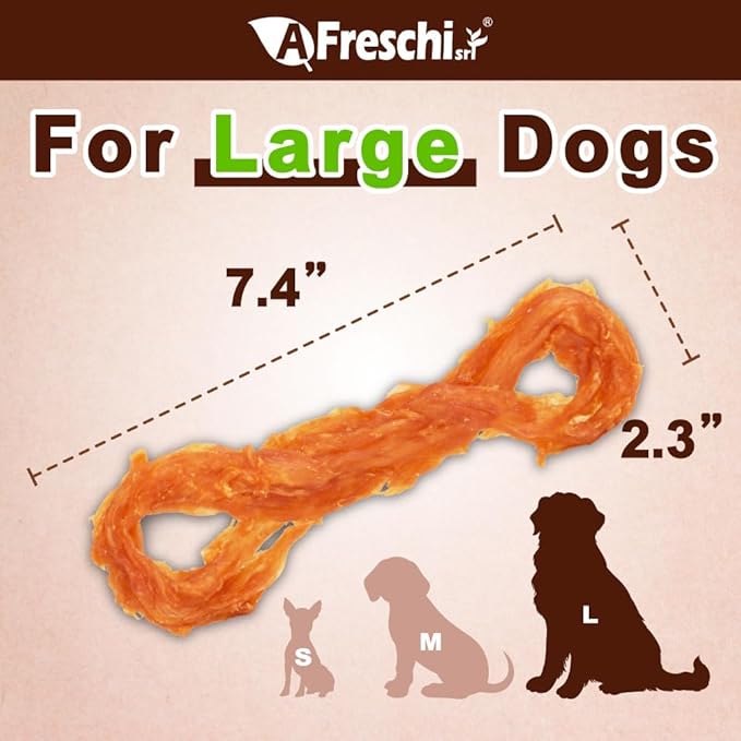 Afreschi Natural Turkey Tendon Rope (L) 1 Unit per Pack, Dog Treats for Signature Series, All Natural Human Grade Puppy Chew, USA-Sourced Turkey Tendon, Hypoallergenic, Rawhide Alternative