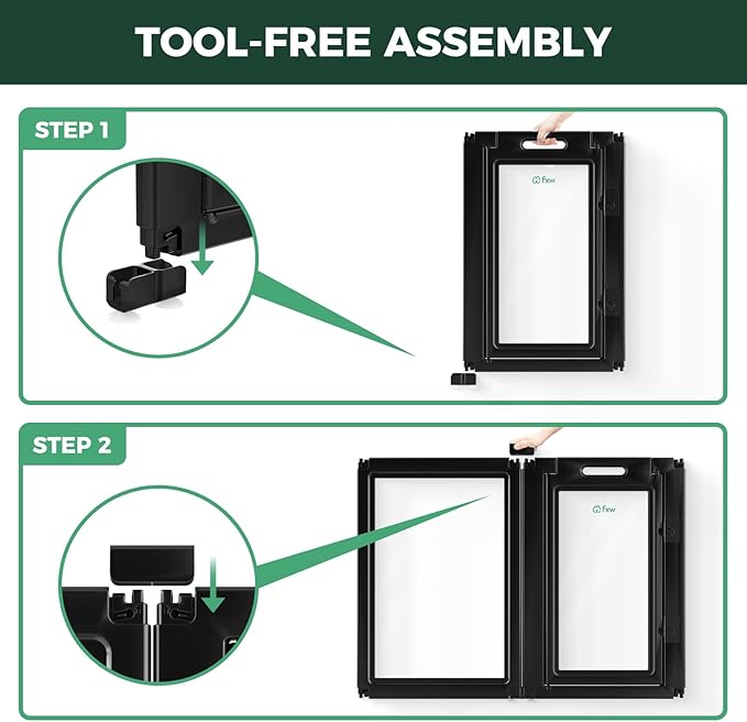 FXW AuraSpace Acrylic Indoor Unleashed Dog Playpen for Medium Dogs, 35 Inch, 16 Panels, Black