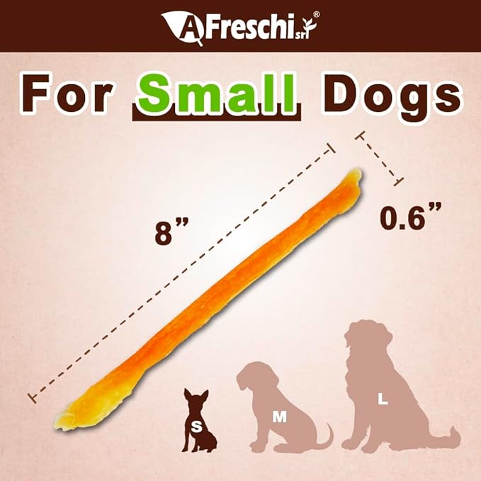 Afreschi Turkey Tendon Dog Treats, Strip 3.53 oz, USA Sourced Turkey, All Natural Human Grade Puppy Chew, Hypoallergenic, Rawhide Alternative, for Small Breeds