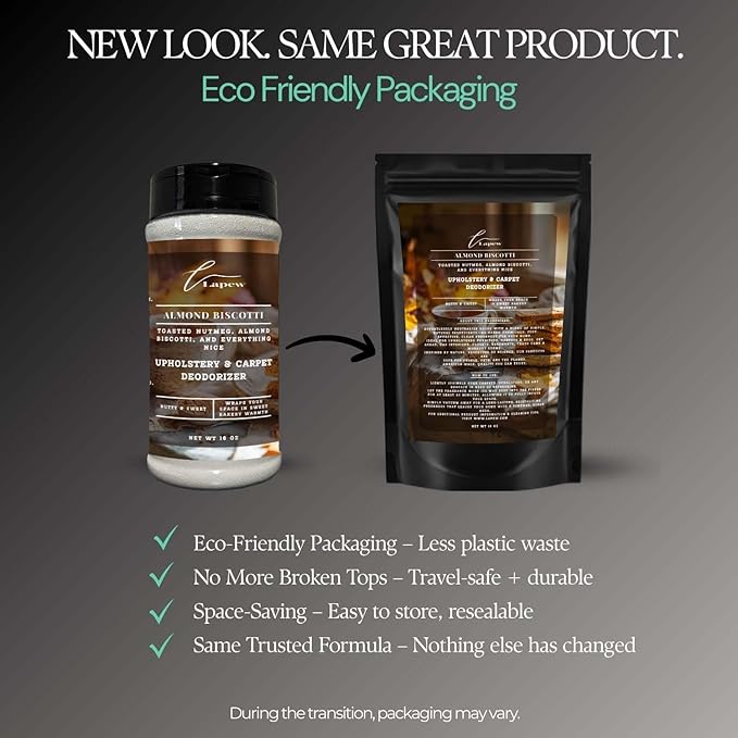 Almond Biscotti Carpet Freshener Powder: Powerful Odor Eliminator for Home, Upholstery Deodorizer, Carpet Deodorizer, Pet Urine, Cat Litter Box - Nutmeg & Spice Fragrance