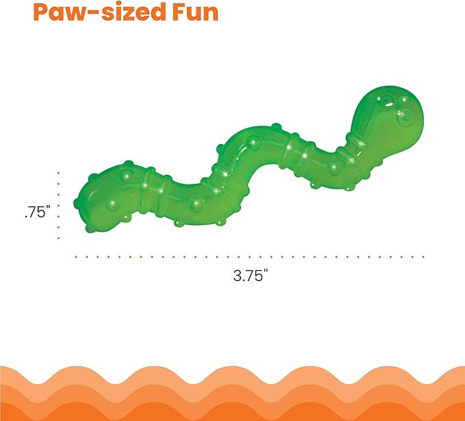 Catstages OrkaKat Wiggle Worm Cat Chew Toy – Catnip Dental Toy for Kittens and Cats, Orange Rubber with Ridges