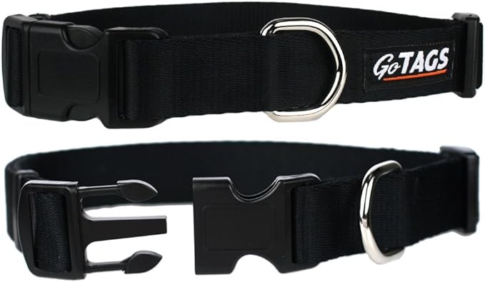 GoTags Dog Collars, Durable Solid Nylon Dog Collars in 5 Color Options and 4 Adjustable Sizes for Puppy and Dogs Extra Small, Small, Medium or Large