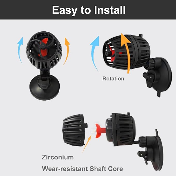 Carefree Fish Aquarium DC12V 10W Wave Maker 4 Level Adjustable Flow Rate Powerhead 1500Gph Wave Pump for 10~60Gal Freshwater and Saltwater Fish Tank