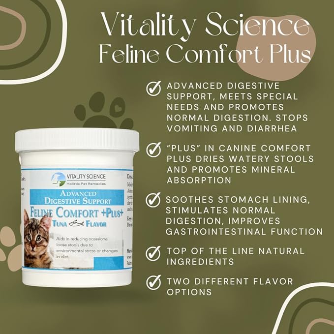 Feline Comfort Plus, Extra Drying Digestive Aid, GI Support Helps with Vomiting and Diarrhea, 100% Additive Free (Liver, Large)