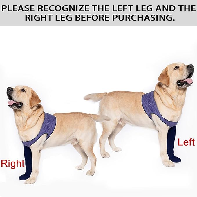 COODEO Dog Socks to Prevent Licking Paws, Healing Boots & Paw Protectors with Non-Slip Bottoms for Wound Protection, Waterproof Sleeve Shoes for Licking（Purple，3XL_Left