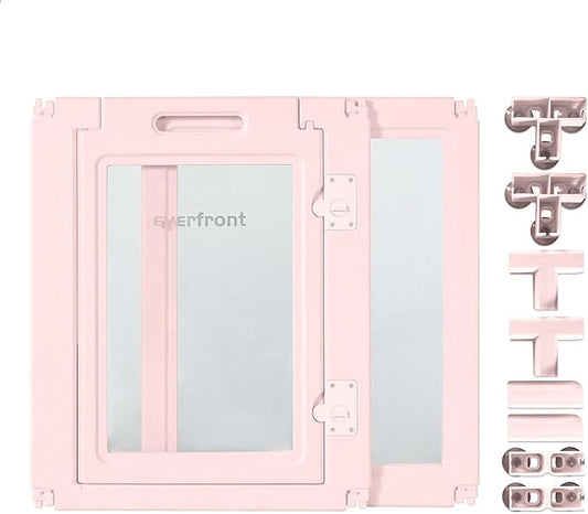 30.3“H 2PCS Extension Kit - Door+Panel, T-Buckles for Compartment, Expandable Clear Dog Play Pen Acrylic Dog Playpen Indoor,for Puppy Cat Bunny Small & Medium Dogs (Pink-30.3" H, 2PCS)