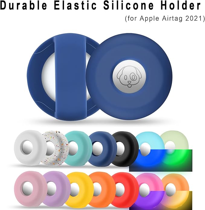 Airtag Holder for Dog Collar, Cibaabo Silicone Air Tag Case Cover Compatible with Apple Airtags for 0.8-1.2inch Cat Pet Collar Harness Loop