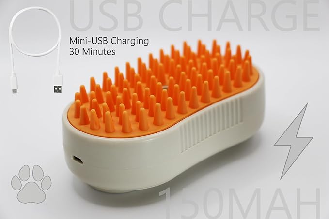 Cat Steam Brush, Helps Reduce Cat Hair, Easy Cleaning Top, Steam Brush with Silicone Massage Bristles for Cats or Dogs, Best for Long-haired Cats or Dogs (Purple)