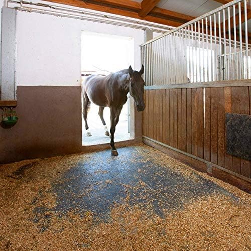 American Floor Mats - Heavy Duty Stall Tiles - Stable/Horse Tiles - Thick, Durable Rubber Flooring Solid Black 8' x 16' Set 3/8" Thick (32 Tiles Total)
