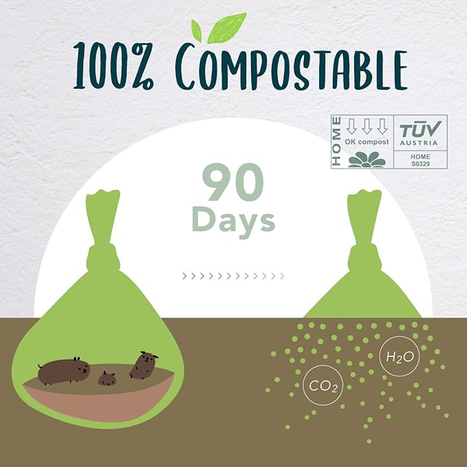 Dog Poop Bag, Compostable Doggie Poop Bags Refills, Eco-Friendly Pet Waste Bags, Vegetable-Based Unscented, Compostable, Extra Thick, Leak Proof, Size 9 x 13 Inches, 120 count