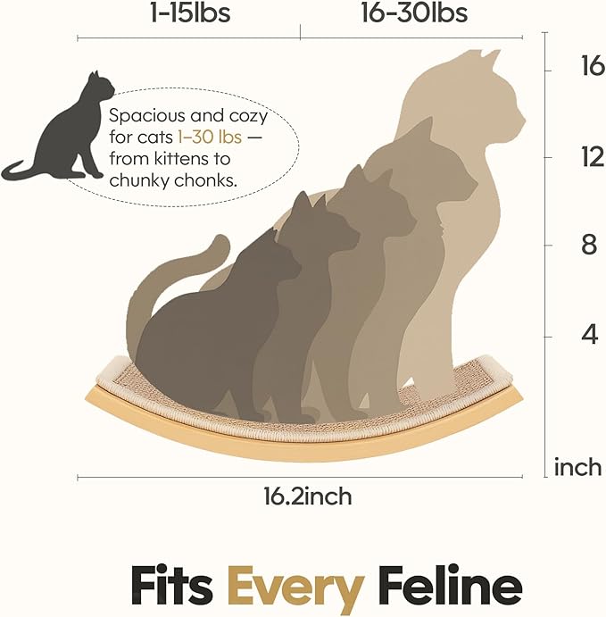 Cat Wall Shelves Set with Sisal Cats Window Perch, 4 Piece Wood Climbing Furniture with Curved Sisal Bed, Flat Shelf & Two Wall-Mounted 4 Steps Cat Stairs