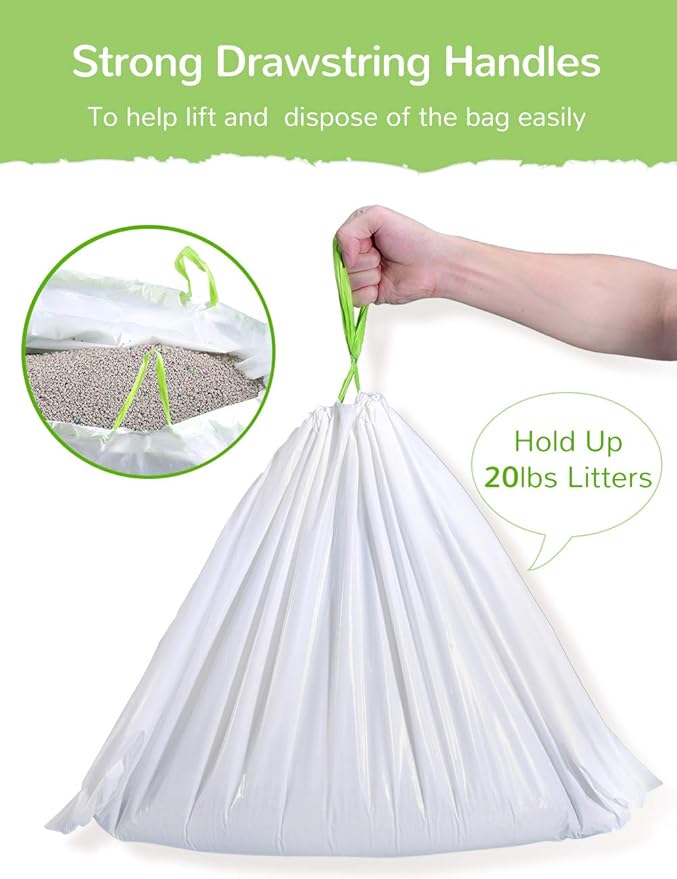 Cat Litter Liners Large, Jumbo Drawstring Extra Durable Pet Cat Pan Liners Extra-Thick Kitty Litter Box Bag-24 Count 36" x 19"