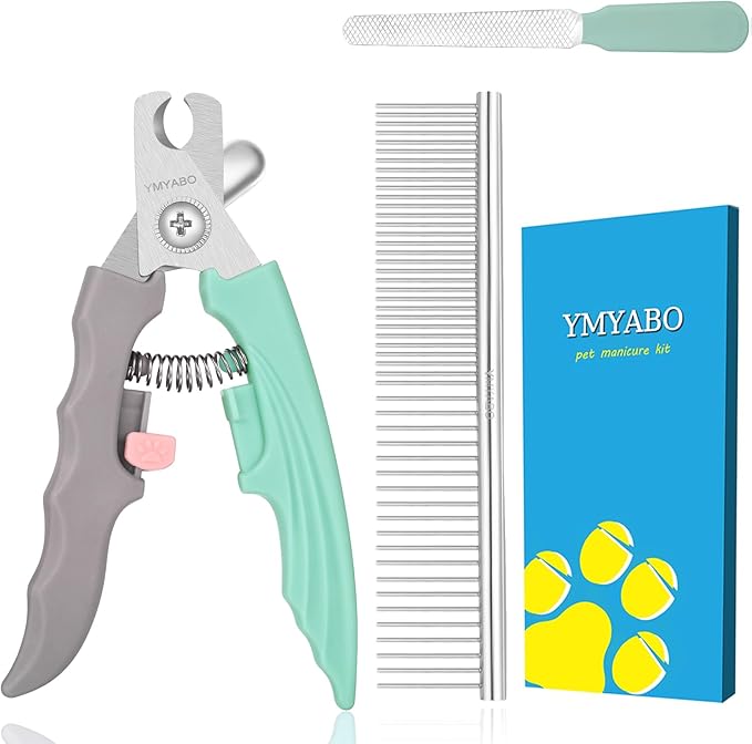 Dog Nail Clipper,Pet Nail Trimmers Safety Guard to Aviod Over Cutting,Puppy Cat Claw Trimmer,with Free Dog Comb & Nail File, Sharp Grooming Clipper, Great for Thick Toenail, Green