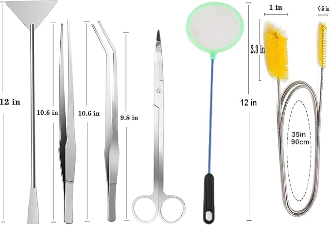 7 in 1 Aquarium Aquascaping Tools Kits,Stainless Steel Aquarium Plant Tools Tweezers Scissors Scrapers for Aquarium Tank Clean Fish Tank Aquascape Tools Sets