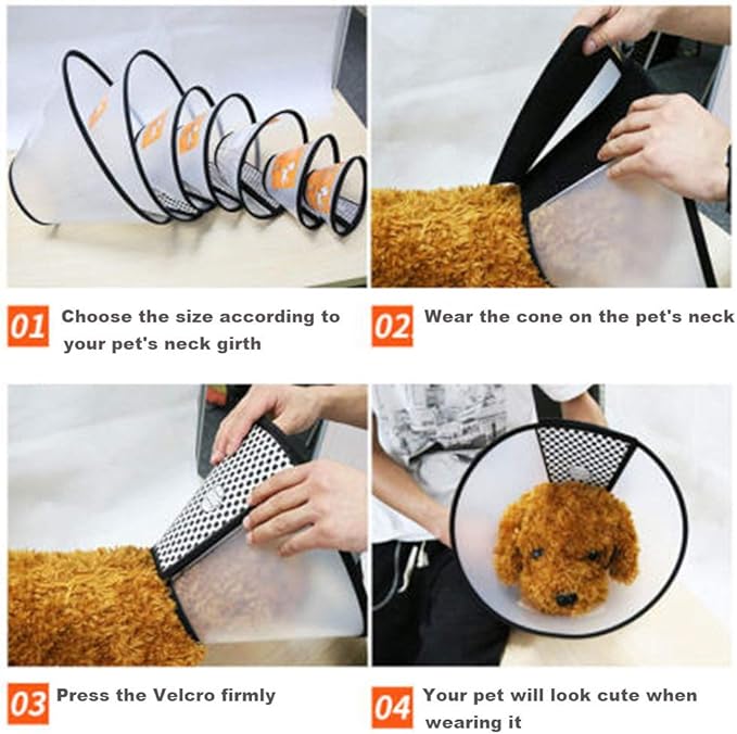 2 Pack Cat Cones to Stop Licking, Pet E Collar Pet Cone for Kitten Cones After Surgery, Cat Elizabethan Collar Puppy Head Cone Recovery Cone for Cats Kitten Puppy (Size M, 6#)