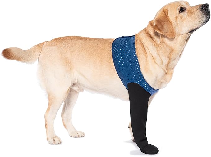 COODEO Dog Socks to Prevent Licking Paws, Healing Boots & Paw Protectors with Non-Slip Bottoms for Wound Protection, Waterproof Sleeve Shoes for Licking（Blue，3XL_Right