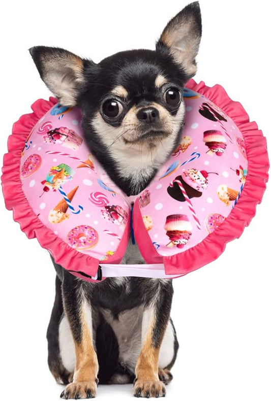 CuteBone Inflatable Dog Collar Alternative for Small/Medium Dogs After Surgery-Double Adjustable Neck Range P23SO00102M