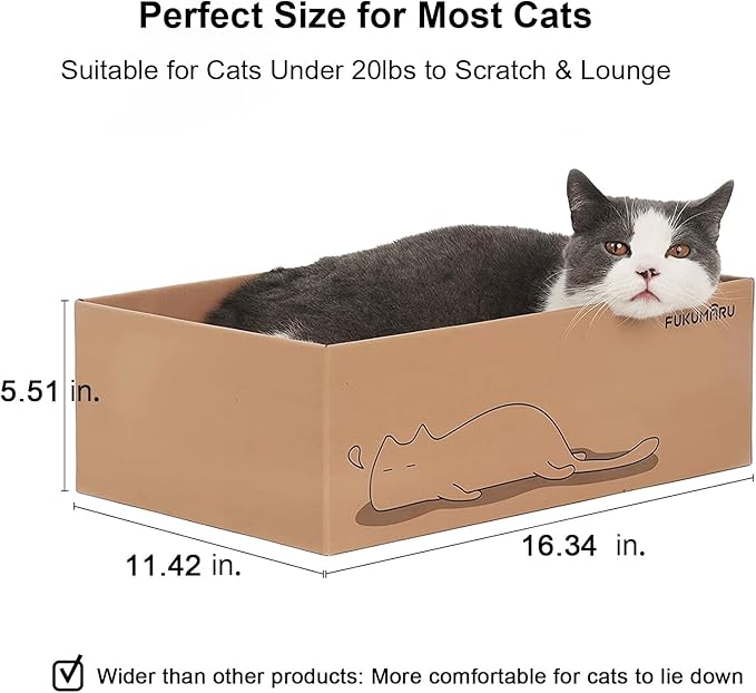 FUKUMARU 5 PCS Cat Scratching Boards, 11.4 Inch Width Ex-Large Cat Scratcher Box, Reversible Cardboard Scratchers for Indoor Cats, Cat Scratch Box for Large, Medium and Small Cats, Protect Furniture