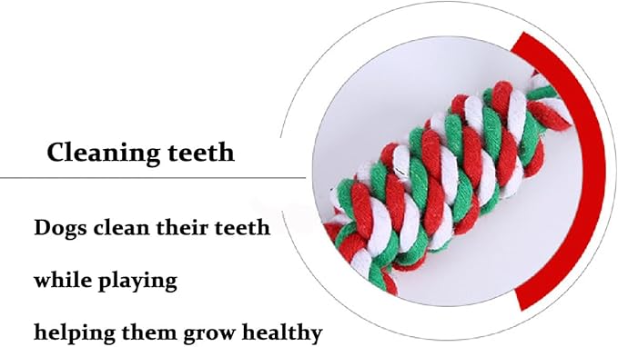 Dog Chew Toys,Dog Toys for Small Dogs and Medium Dogs for Boredom and Stimulating Teeth Cleaning Gum Massage Tug Christmas Dog Ball Rope Toy Set of 2