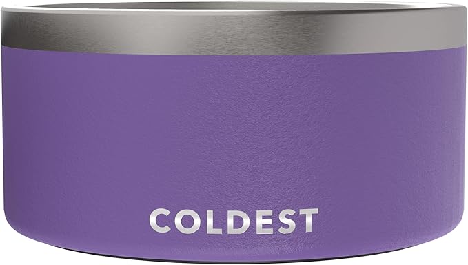 Coldest Dog Bowl - Anti Rust Metal, Non Slip, 3 Layers Insulated Stainless Steel Dog Bowls - Spill Proof & Heavy Duty - Water Bowl for Dogs, Cats & Pets, Dish Washer Safe (200 oz, Galaxy Purple)