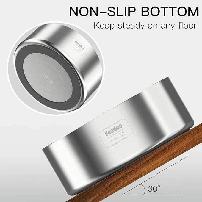 42oz Double Layer 304 Stainless Steel Dog Bowl - Insulated & Durable | Non-Slip Base | Easy to Clean | BPA-Free Safe Dog Food and Water Bowl