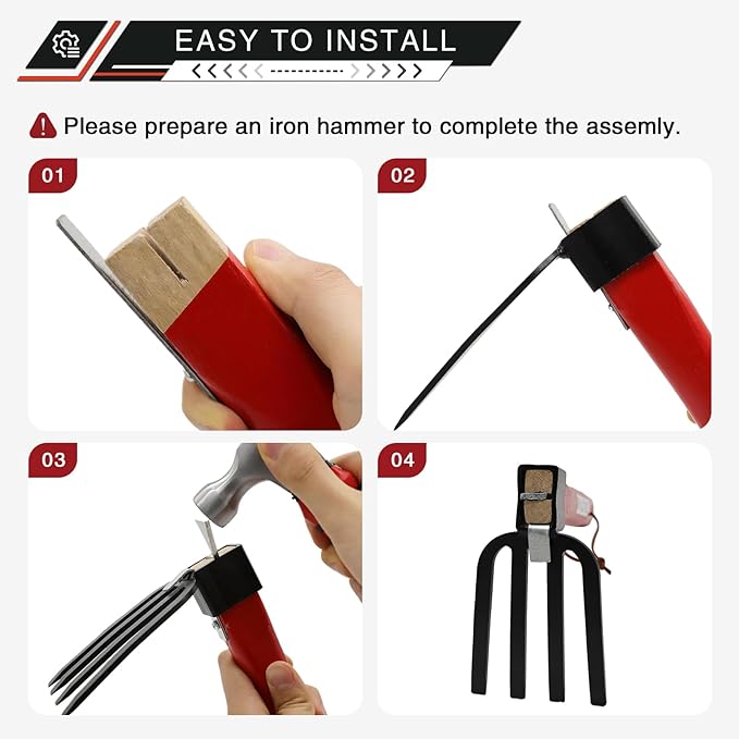 Garden Tool Set with Tool Box 4 Piece Heavy Duty Gardening Tools Kit with Hoe Rake Shovel Fork Non Slip Handle Garden Hand Tools for Digging Weeding Planting