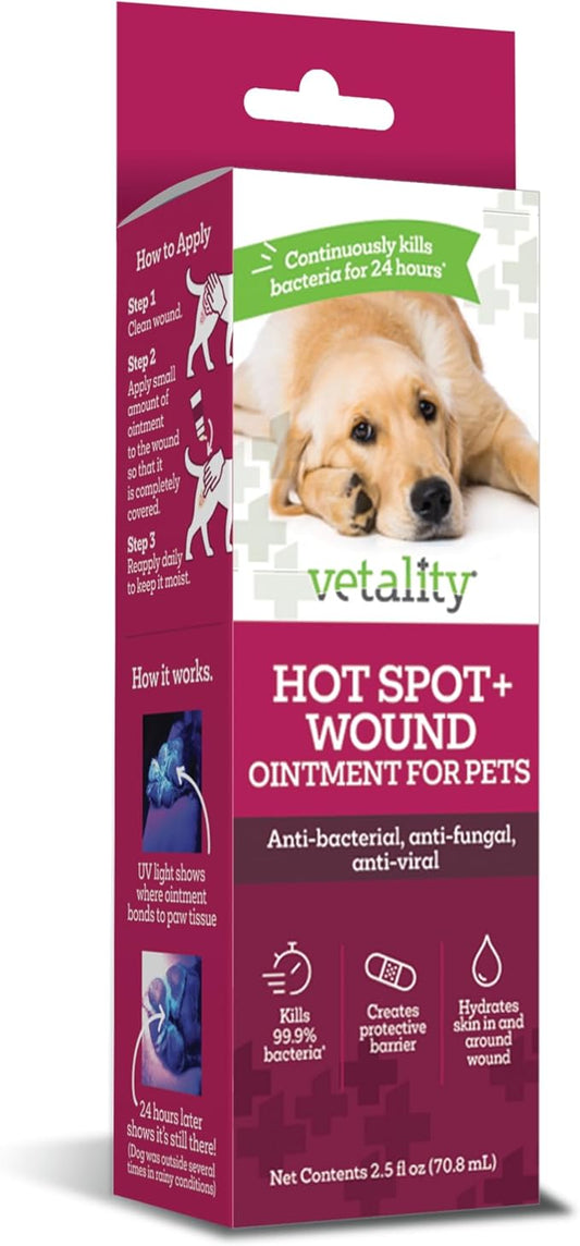 Hot Spot and Wound Ointment for Pets, Itch Relief for Dog Sores and Irritations, 2.5 oz