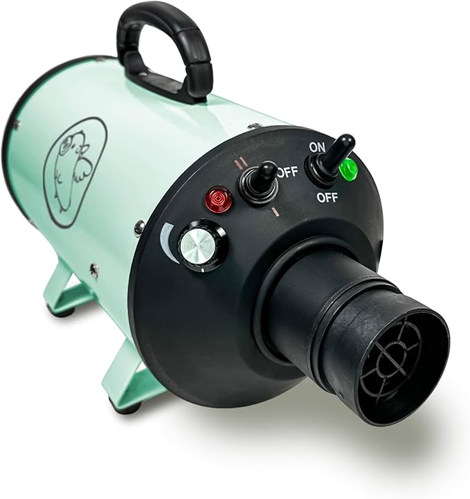 Flying Pig High Velocity Dog Pet Grooming Dryer w/Heater (Flying One, Mint w/Grey Logo)