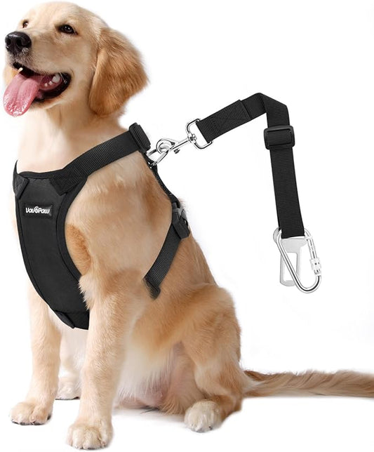 Dog Seat Belt, Safety Vest Dog Car Harness with Adjustable Buckle Dog Seat Belt for Vehicle Nylon Pet Safety Seat Belts Heavy Duty(XXL, Black)