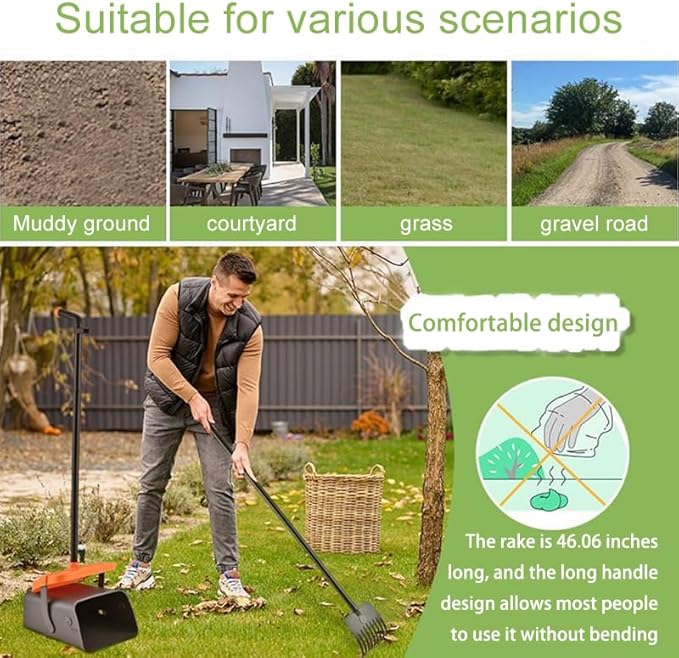 Dog Pooper Scooper with Rotating Bucket & Rake – 46” Adjustable Long Handle Includes 85 Waste Bags – Heavy Duty Poop Scooper for Large Medium & Small Dogs – Yard Lawn Gravel & Dirt Cleanup