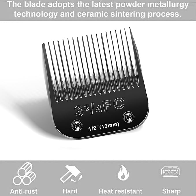 3FC Blades Dog Grooming Blades Compatible with Andis/Oster A5/Wahl KM-10 Series Dog Clippers,Detachable Clipper Replacement Blade,Black (3FC/3PCS)