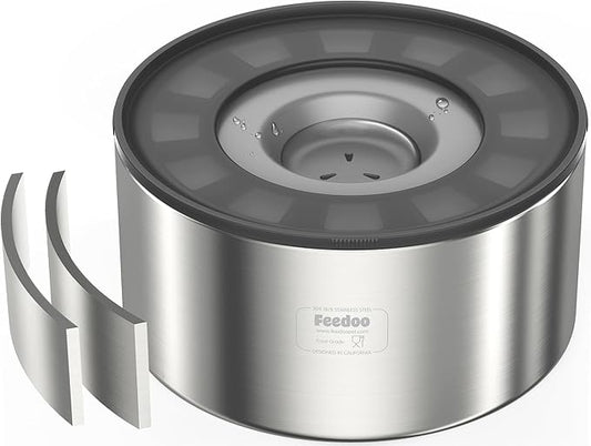 1Gallon No Spill Water Bowl for Dogs, Double-Wall Stainless Steel with Splash-Proof Paws Lid and Floating Disk, Non-Slip Base, Easy to Clean Slow Water Feeder for Large Medium Dogs