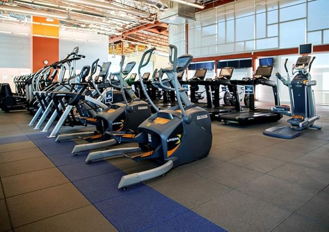 American Extreme Rubber Gym Mat - 1 Inch Thick Colorful Mats - Superior Shock & Sound Absorbing - 35% Red/Grey/White 100 Pack (Covers 400 Sq Ft)