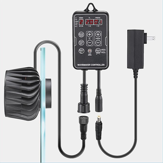Carefree Fish Magnetic Aquarium Wave Maker Quiet and Powerful DC 24V Powerhead with Digital Led Display Controller Submersible Water Inverter Circulation Pump for Freshwater and Saltwater