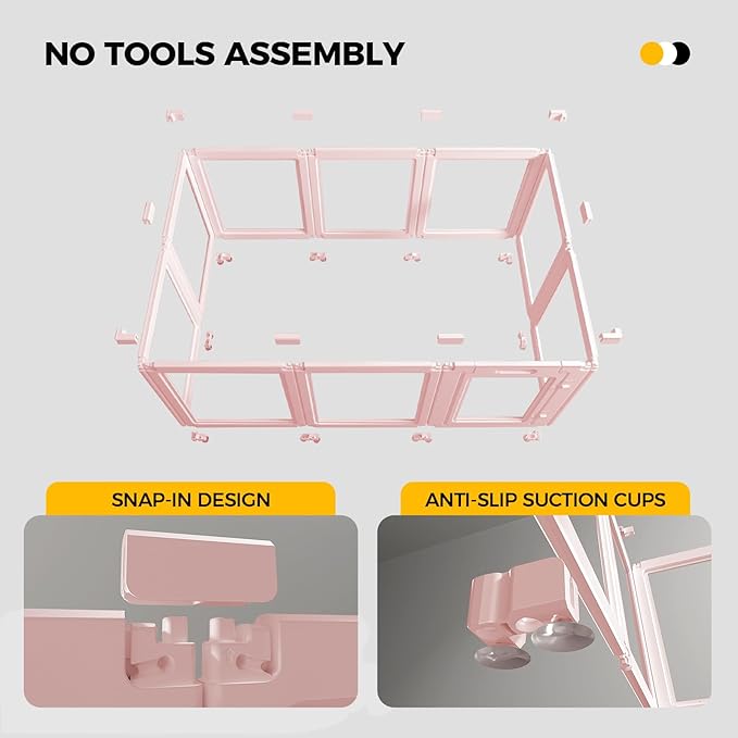 Clear Acrylic Plastic Dog Playpen - Clear Dog Play Pen - Easy Assemble Acrylic Dog Playpen - Puppy Playpen, Cat Playpen, Small Animal Playpen, Dog Play Pen Indoors (Pink-30.3" H, 10PCS)
