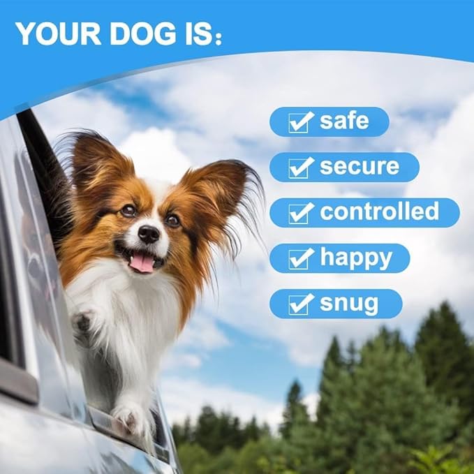 Dog Seat Belt Harness for Car,Dog Seatbelt of Coated Wire Leash Safety Restraint,No Chew Tether Cable Vehicle,Double Clips & Latch(Blue, 32 inch/80 CM)