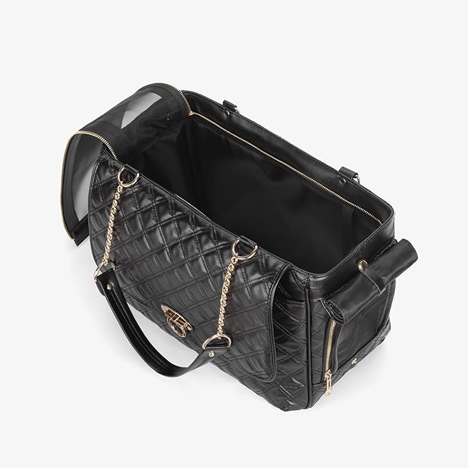 Fashion Pet Carrier Dogs Cat Small Animals Purse Bag, Leather Pet Carriers Dog Puppy Kitten Tote Travel Handbag TSA Airline-Approved