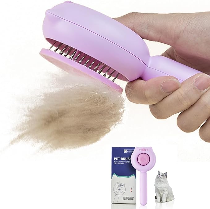 Cat Brush Dog brushes with Release Button for Shedding Grooming, fit for Long or Medium Haired Cats, Lightweight Skin Friendly Pet Brush Hair Removal Comb Brushes for Kitten