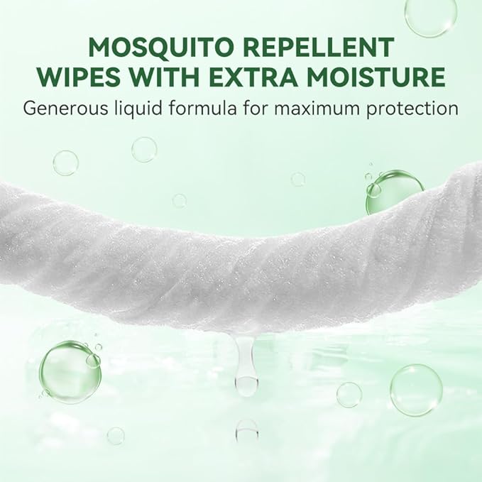 30 PCS Mosquito Repellent Wipes, Individually Wrapped Insect Repellent Wipes Made of Natural Plant-Based Essential Oils, Safe & Effective Insect Protection Perfect for Outdoor Activities, Long-Lasting
