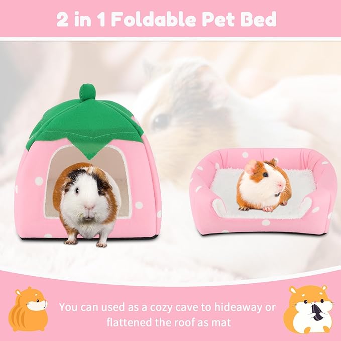 BWOGUE Guinea Pig House Bed Cozy Hamster Cave Large Hideout for Dwarf Rabbits Hedgehog Bearded Dragon Winter Nest Hamster Cage Accessories