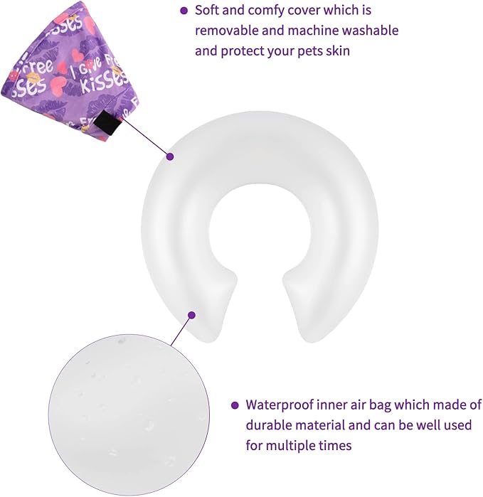 CuteBone Inflatable Dog Neck Donut with Removable Soft Fleece Covers for Small/Medium/Large Dogs and Cats After Surgery GWB06XL