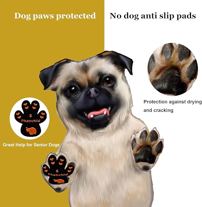 Dog Paw Pads Anti-Slip Grips,Dog Paw Protectors for Senior Dogs on Hot Pavement,Provides Traction to Keep Them from Slipping on Smooth Floors 12 sets-48 Pads Black L
