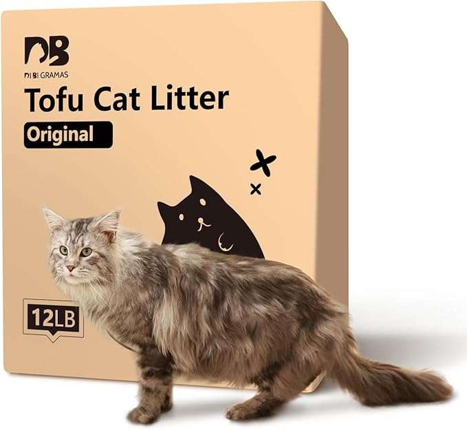 Cat Litter 12LB/2 Packs Dust-Free Clumping Tofu Cat Litter Quickly Absorb Odors Toilet Can Flush Into The Toilet Pure Natural tofu cat Litter (Original Flavor)