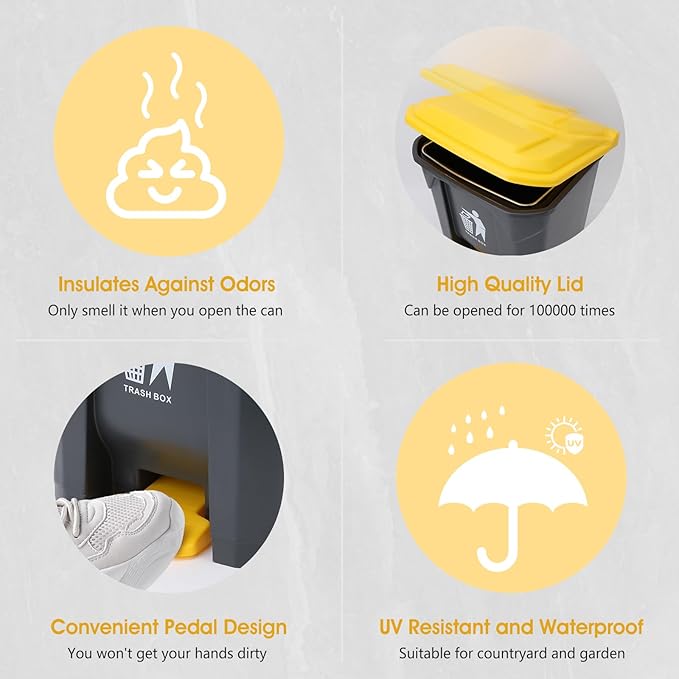 Dog Pooper Scooper, 20L Large Dog Poop Trash Can Outside with Removable Inner Bucket, Poop Trash Can for dog Outdoors with 90 Waste Bags, 37inch Long Handle Stainless Metal Tray & Rake