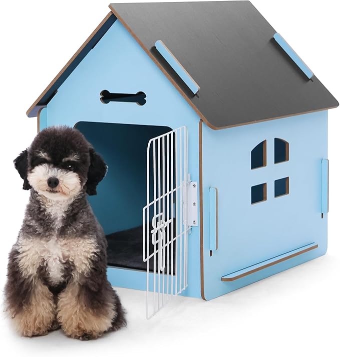 Dog House Indoor for Small Dogs or Cats, Cozy Wooden Design, Small Indoor Bed House, with Air Vents and Elevated Floor Warm Dog Cave