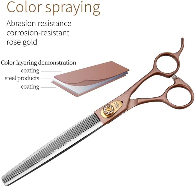 Fenice Peak Professional Thinning Scissors for Dog Cat 7/7.5'' Pet Grooming Scissors 440C Stainless Steel Thinning Shears for Dogs 50/56 Teeth